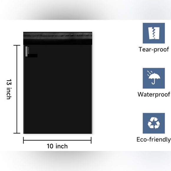 50 qty•13”x10” Eco-Friendly Solid Black Poly Mailers for Shipping - Picture 2 of 5